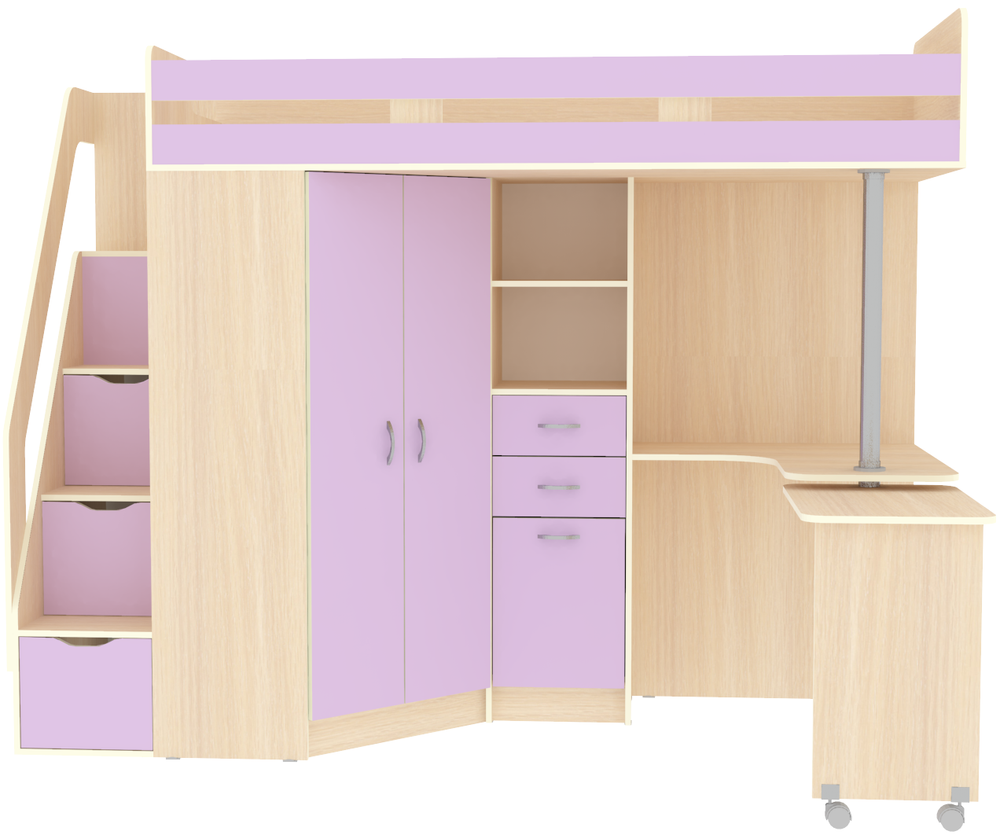 Кровать-чердак КарИВи Мийа Люкс  Дуб Молочный Ирис