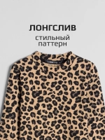 Леопардовый лонгслив базовый для девочки