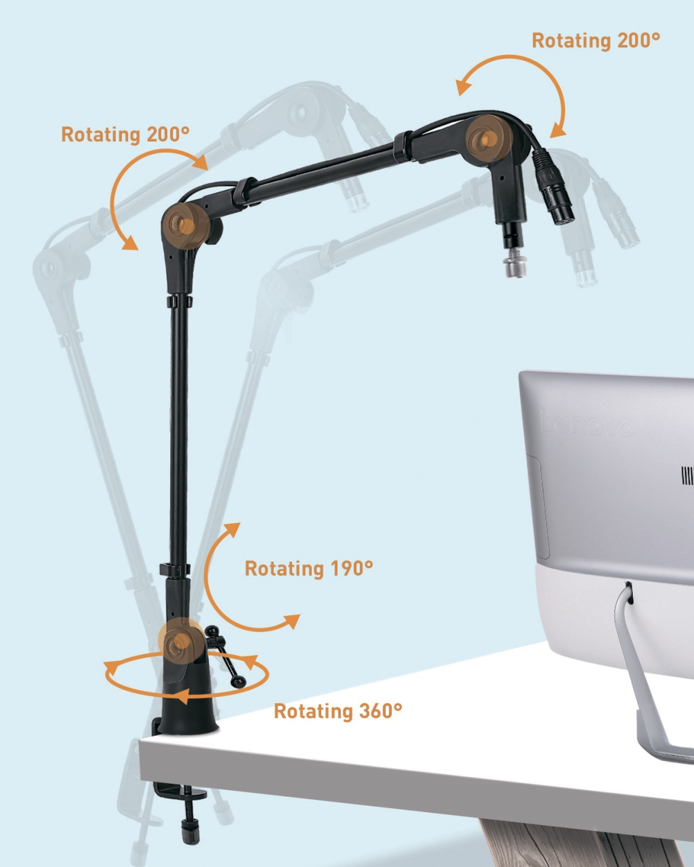 Soundking SD146 Стойка для микрофона, настольная. Зажим для столешниц: 5-60 мм. Максимальная нагрузка: 1,5 кг.
