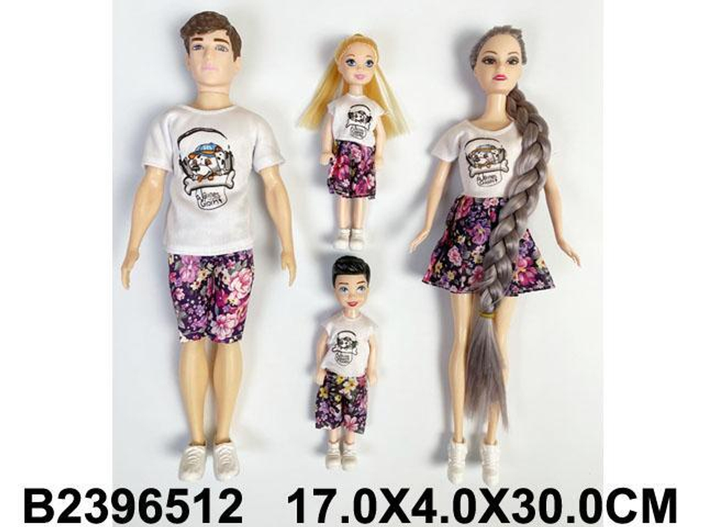 Кукла тип Модель с семьей, пакет YY2069I