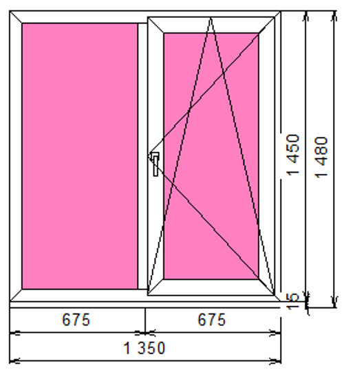 Пластиковое окно 1450 х 1350 ТермА Эко