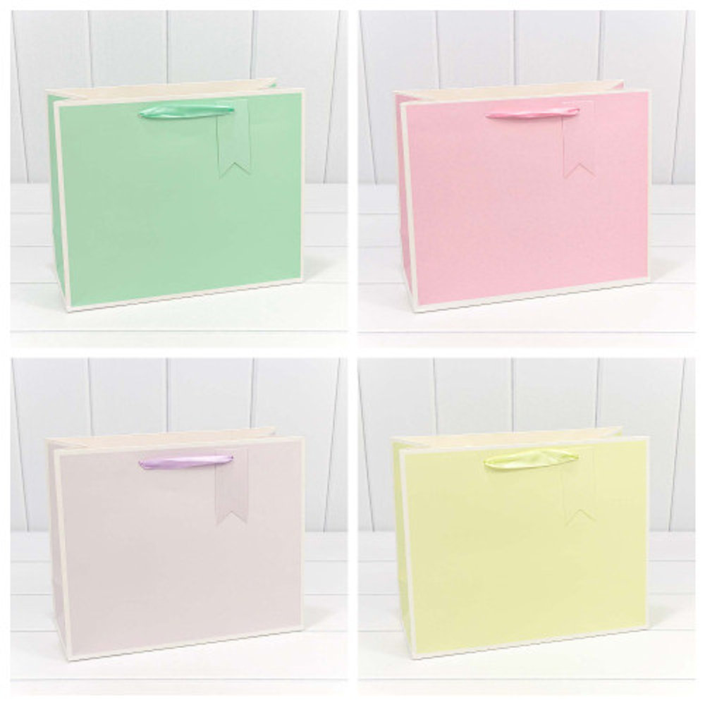 Пакет подарочный 26х32х13см Премиум однотонный в рамке (Микс)