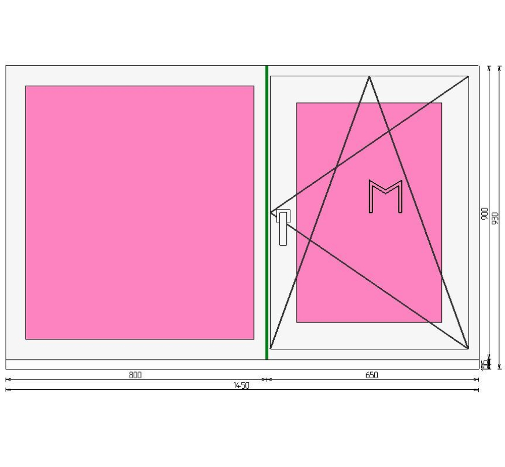 Пластиковое окно 900 х 1450 ТермА Эко + Москитная сетка