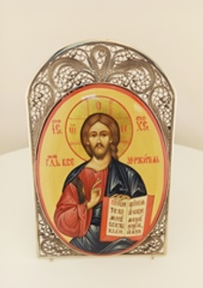 Икона в скани Господь Вседержитель (Палех) настольная