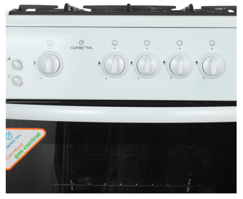 Плита газовая GRETA 07 белая ЧР (стеклянная крышка)