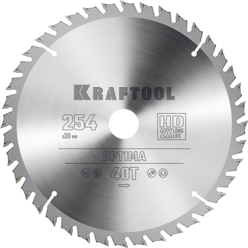 KRAFTOOL Optima, 254 х 30 мм, 40Т, пильный диск по дереву (36951-254-30)