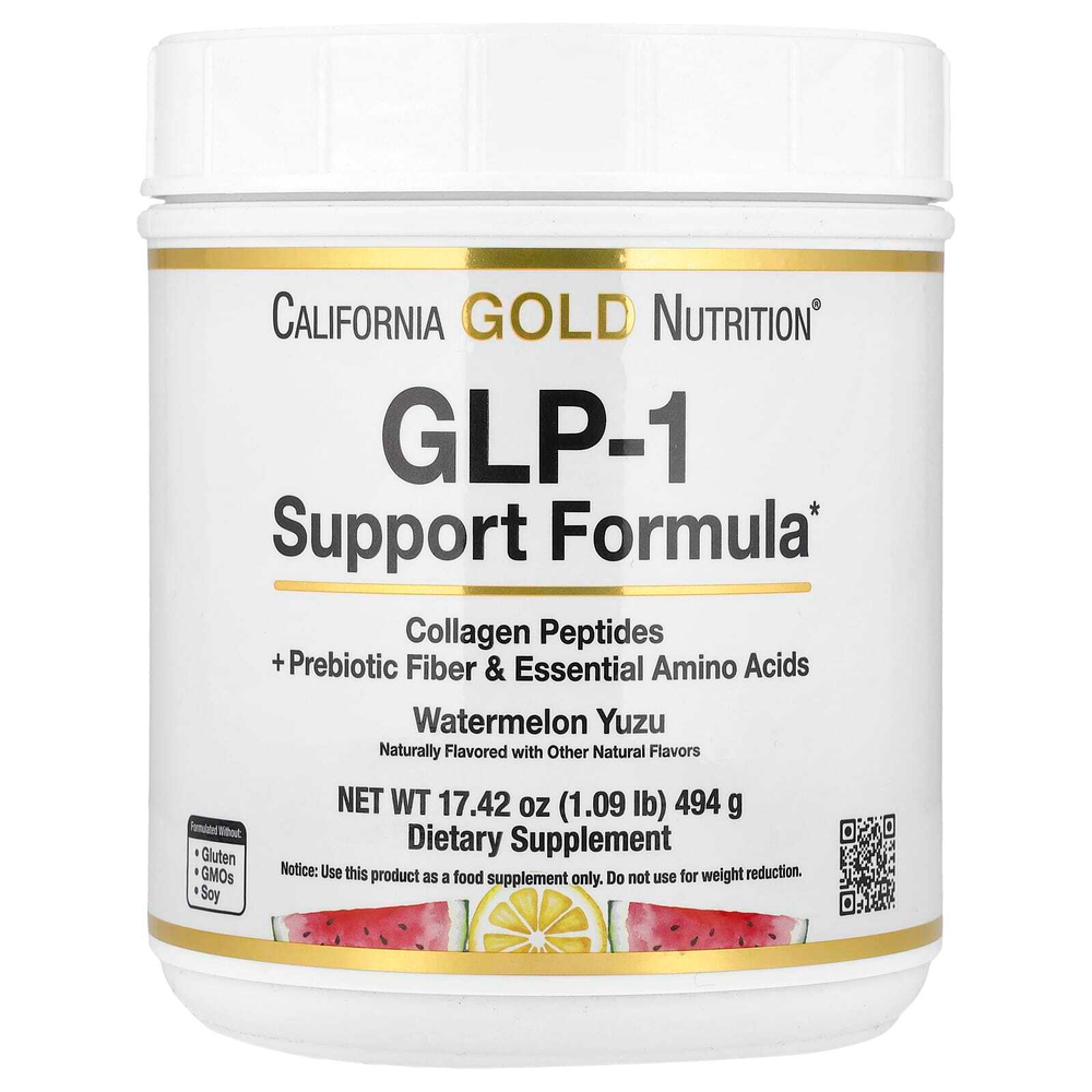 California Gold Nutrition, добавка для поддержания уровня ГПП-1, со вкусом арбуза и юдзу, 494 г (1,09 фунта)