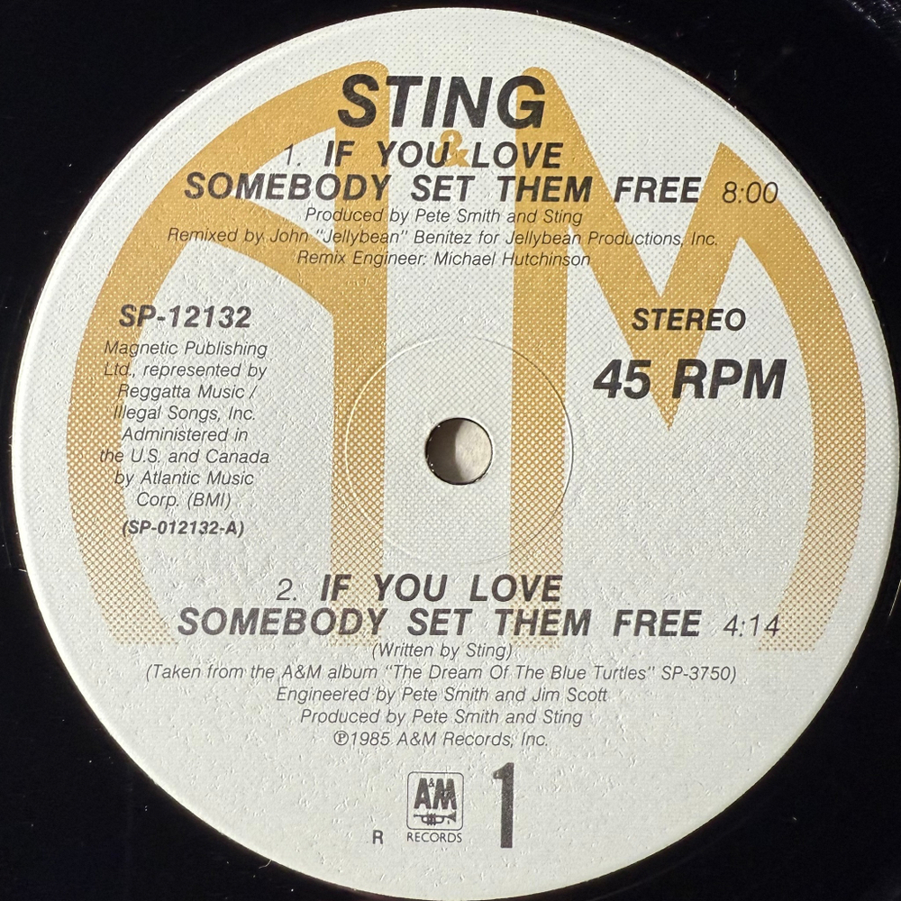 Sting ‎– If You Love Somebody Set Them Free (США 1985г.) 12", 45 RPM