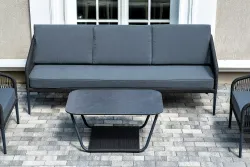 "Канны" лаунж-зона 5-местная плетеная из роупа (веревки), цвет темно-серый