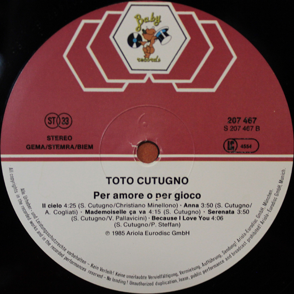 Toto Cutugno / Per Amore O Per Gioco (LP)