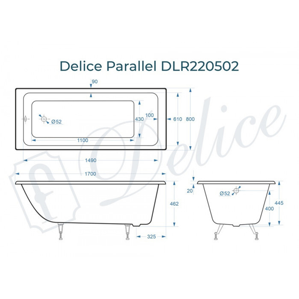 Ванна чугунная Delice Parallel 170х80 DLR220502