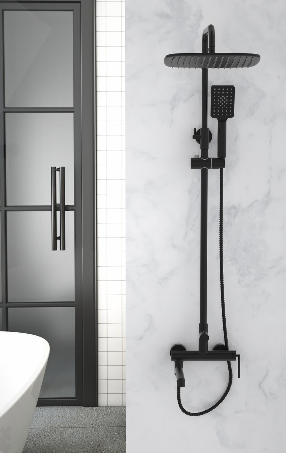 Душевая стойка BelBagno Acqua ACQUA-VSCM-NERO 1 режим, черный матовый