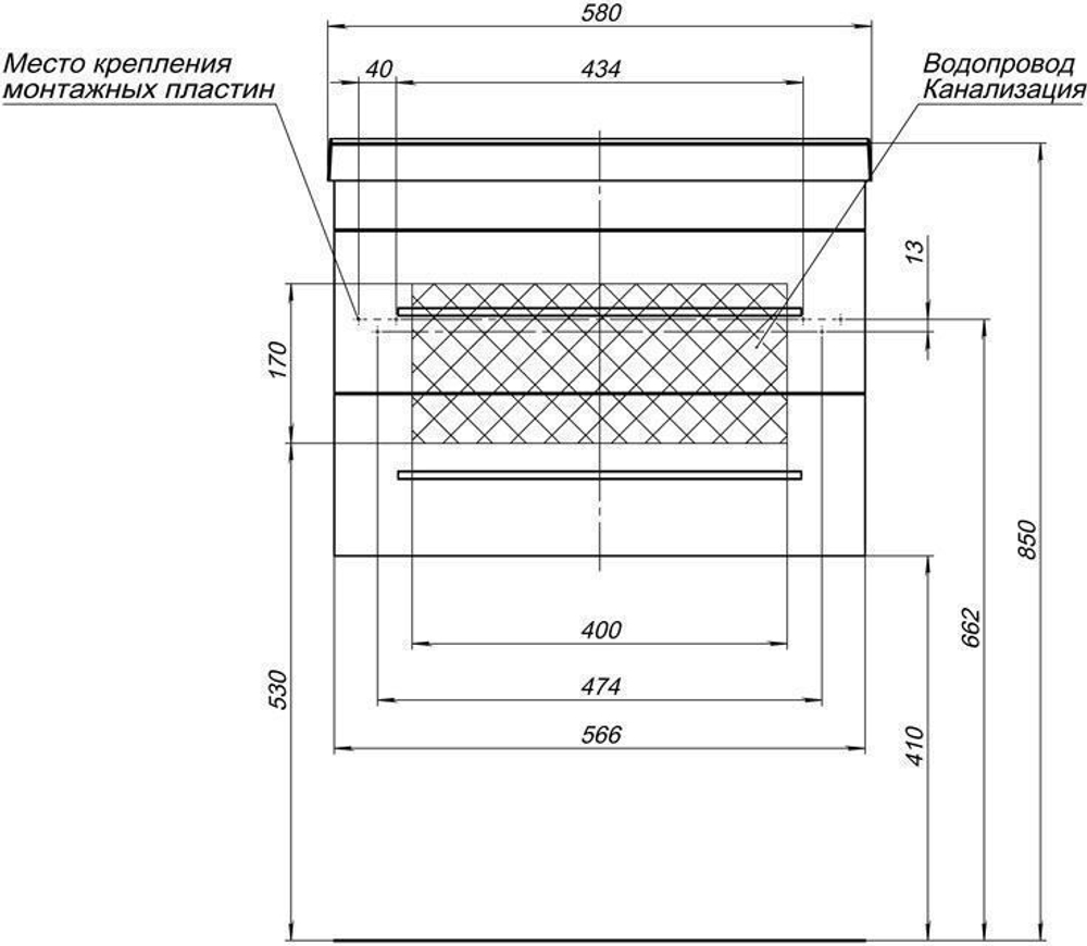 Комплект мебели для ванной Aquanet Нота 58 белый (камерино)