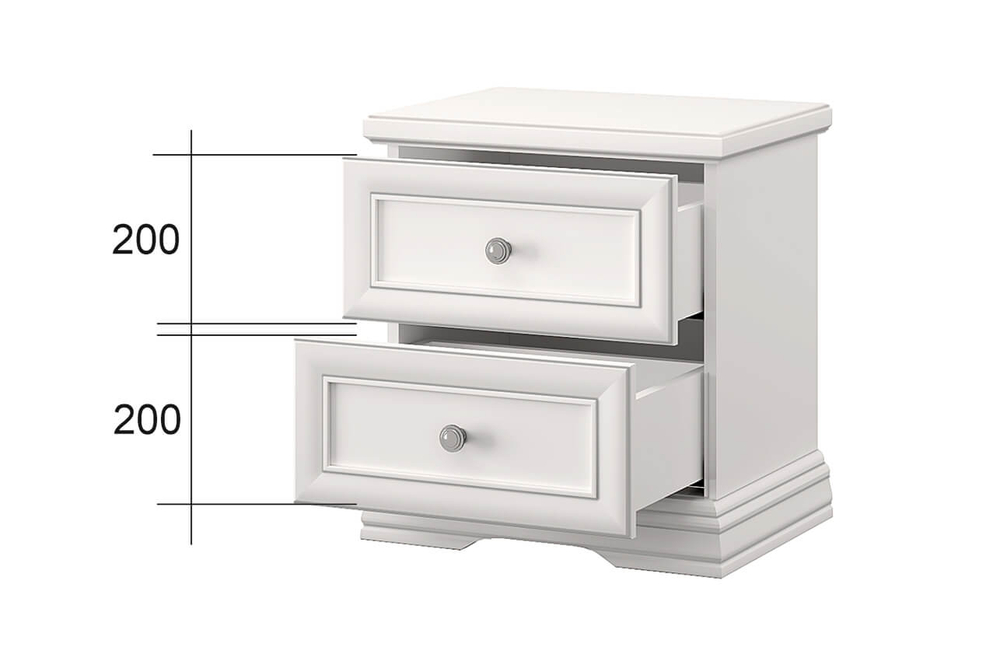 SEVILLA, Тумба прикроватная 2S. Цвет БЕЛЫЙ