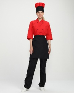 Костюм женский повара Шеф (тк.ТиСи), черный/красный