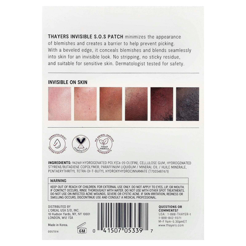 Thayers, Invisium SOS Patch, патчи для кожи, склонной к высыпаниям, 22 шт.