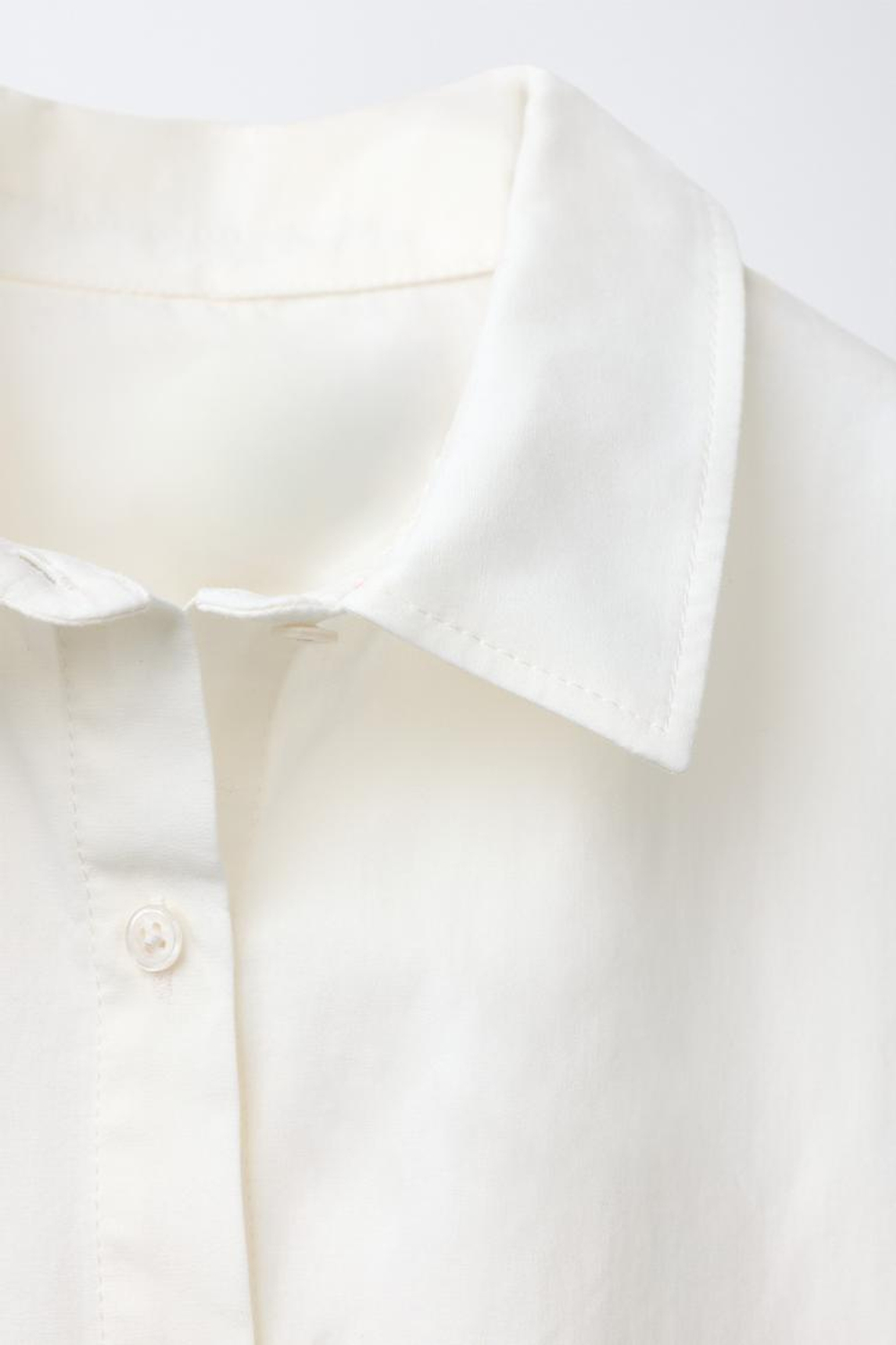 ZARA УКОРОЧЕННАЯ РУБАШКА СО СЪЕМНЫМ ПЛАТКОМ, ЖЕЛТОВАТО-БЕЛЫЙ