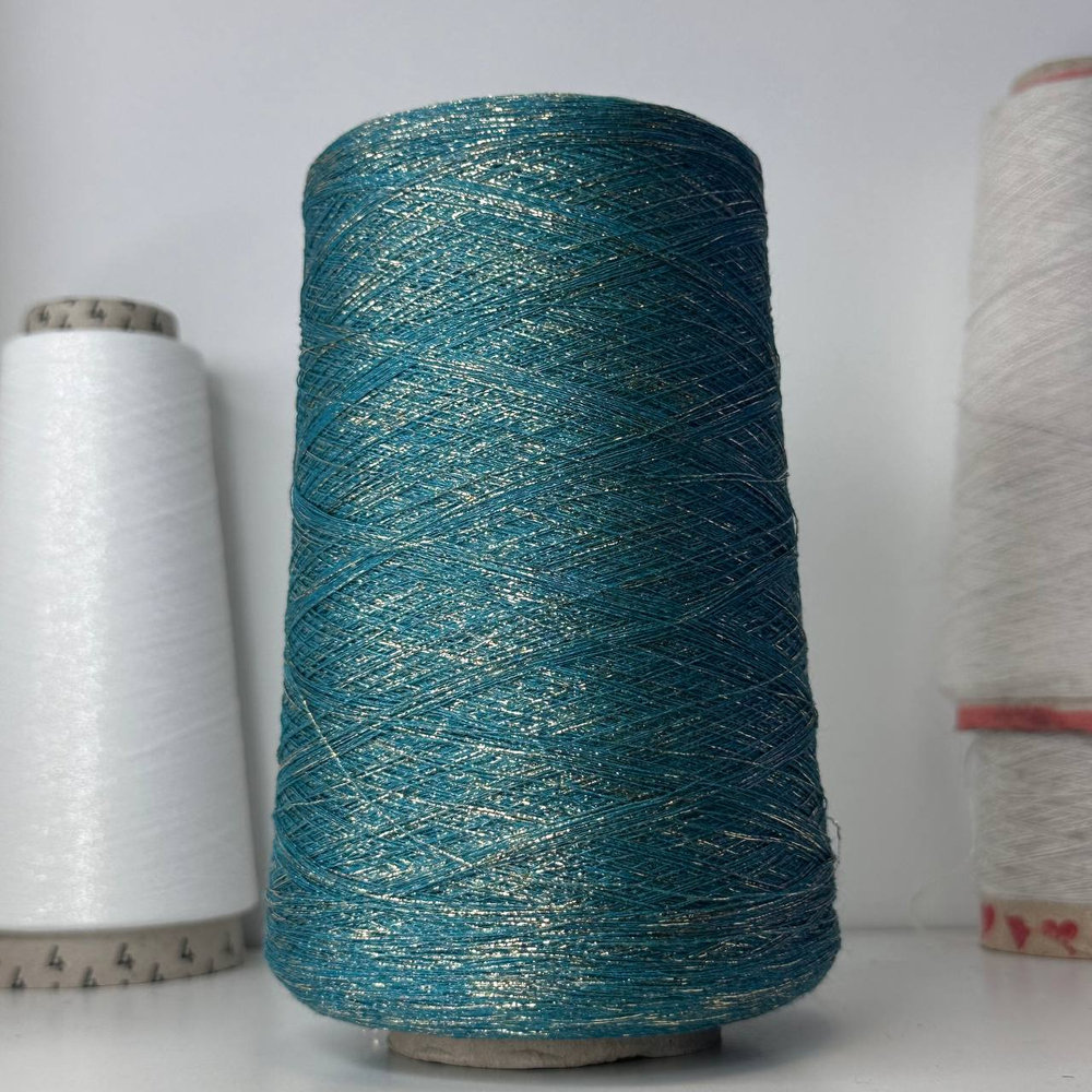 LUNAR - Lanificio dell Olivo S.p.A.; 70% вискоза, 15% люрекс, 15% п/а; 3500м/100гр; col.359, цвет: петроль, золотой люрекс; S718