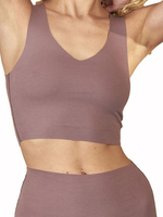 Короткий бесшовный топ (Размер: M) (Цвет: кофейный)