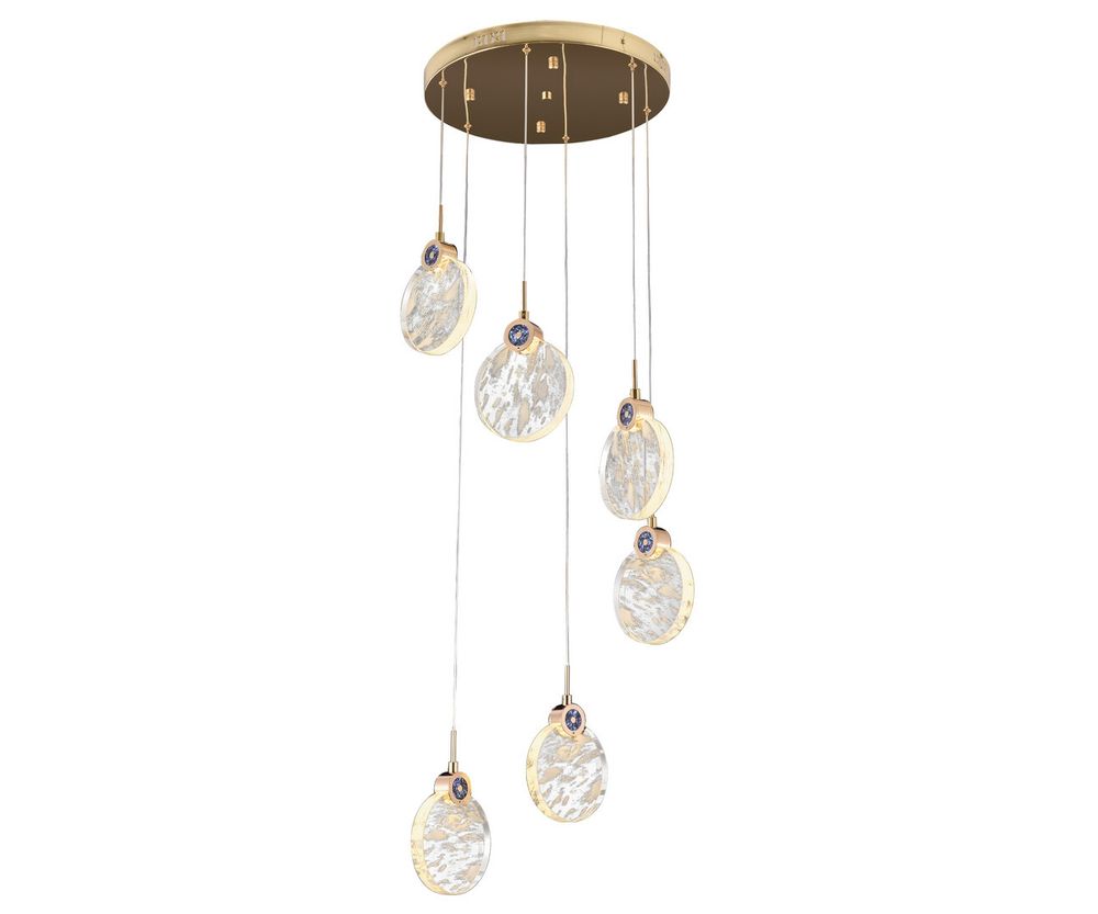 Люстра каскадная Викси золото d40 h200 Led 18W (3000K)