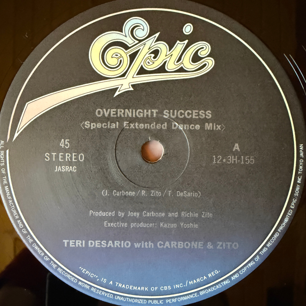 Teri Desario With Carbone & Zito ‎– Overnight Success (Япония 1984г.) 12", 45 RPM Т