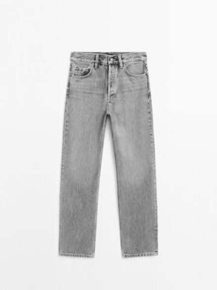 Massimo Dutti Джинсы прямого кроя из смесового хлопка с высокой посадкой, маренго