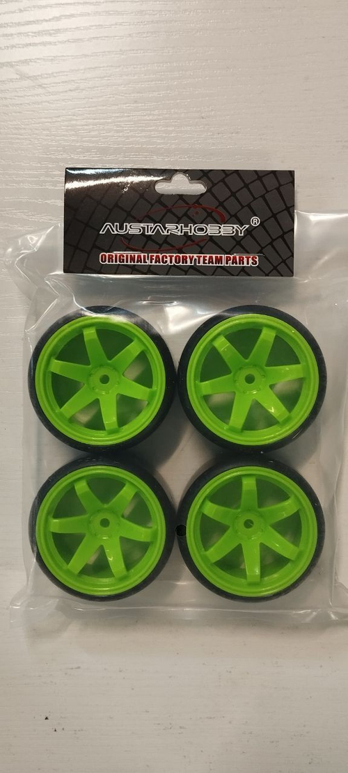 Колеса для дрифта RC моделей 1/10, HSP, HPI, MST, Sakura цвет зеленый 4шт