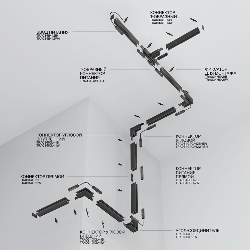 Шинопровод накладной/подвесной Technical TRX034-411B