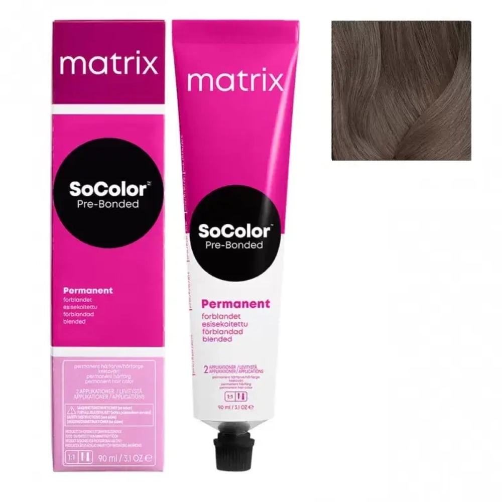 Matrix SoColor Pre-Bonded 5AV Светлый шатен пепельный перламутровый Крем-краска для волос, 90мл