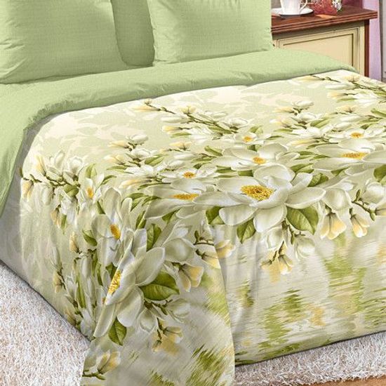 Евро комплект постельного белья Зима-Лето Магнолия перкаль