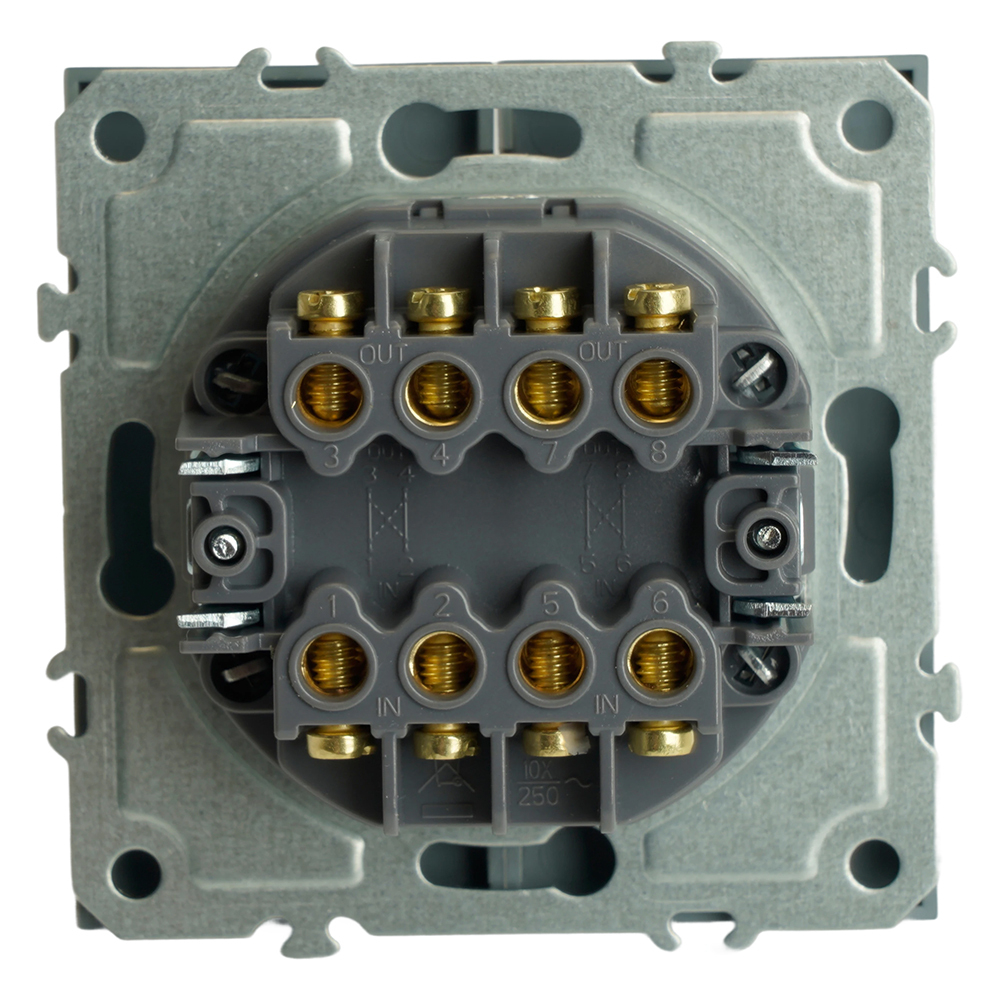Переключатель перекрестный 2-клавишный (механизм), STEKKER, 250В, 10А, серия Эмили, RSW10-5111-10, платиново-серый, soft touch 50166