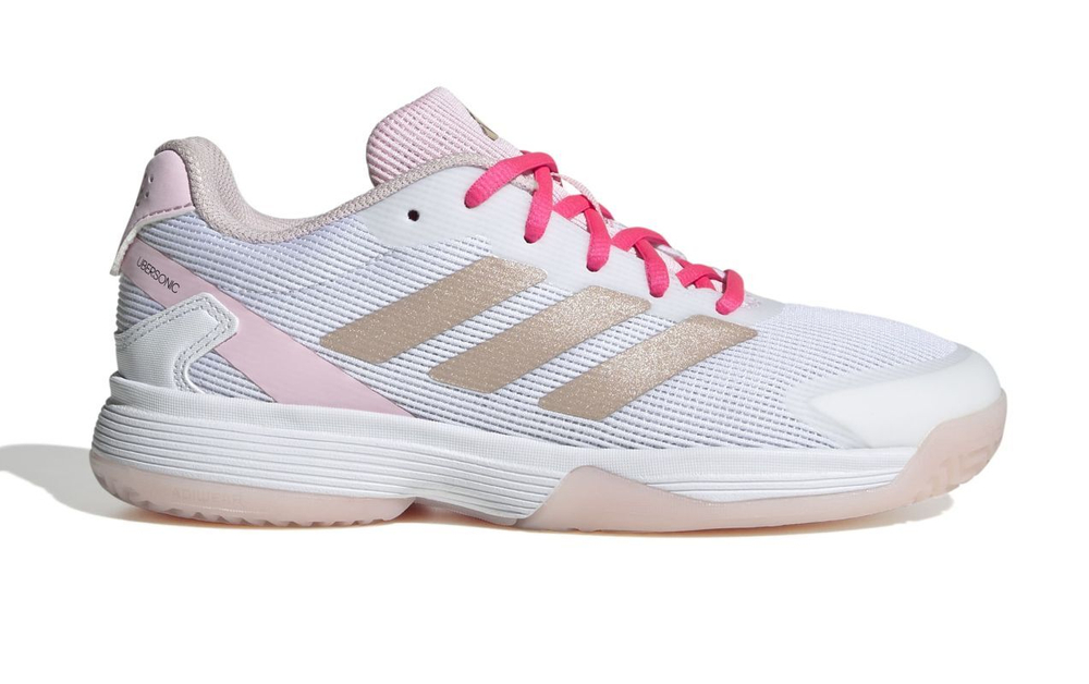 Детские теннисные кроссовки Adidas Ubersonic K - off white/silver metallic/powder plum