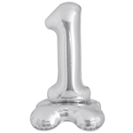 Шар фольгированный Цифра 1 127 см (Серебряный)