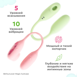 Вибратор 2в1 BeYourLover Magic Suitcase с бесконтактным клиторальным стимулятором