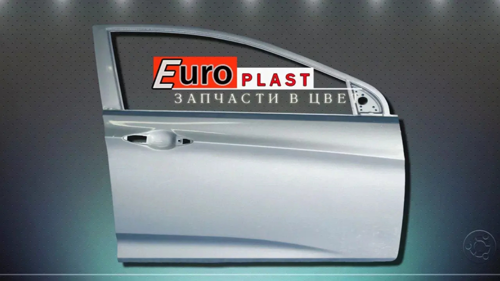 Голубая правая дверь Хендай Солярис
