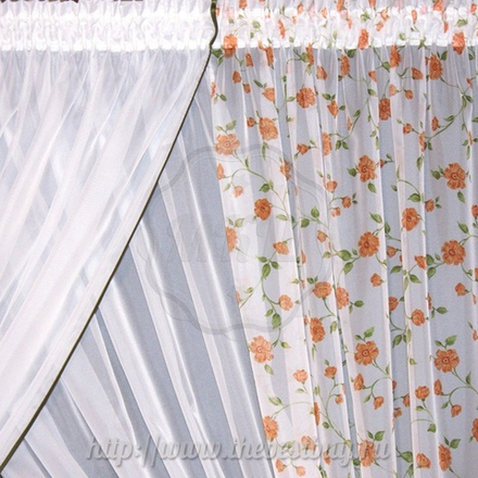 Шторы для кухни:    Миранда (арт. А30-m253-1)  - 410х180 см. - Оранжевый