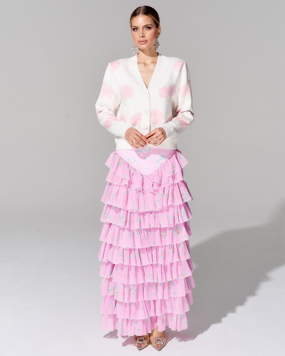 Юбка длины макси из премиального шифона