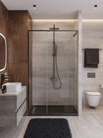 Душевая дверь Cezares LUX-B-FS-11-130-C-GM, 130х195, профиль оружейная сталь, стекло прозрачное