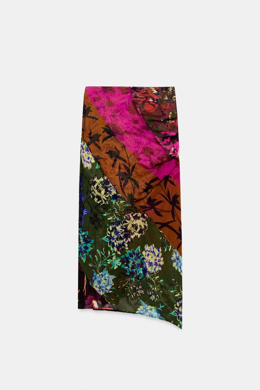 ZARA ЮБКА-ПАРЕО С ДРАПИРОВКОЙ И ПРИНТОМ, РАЗНОЦВЕТНЫЙ