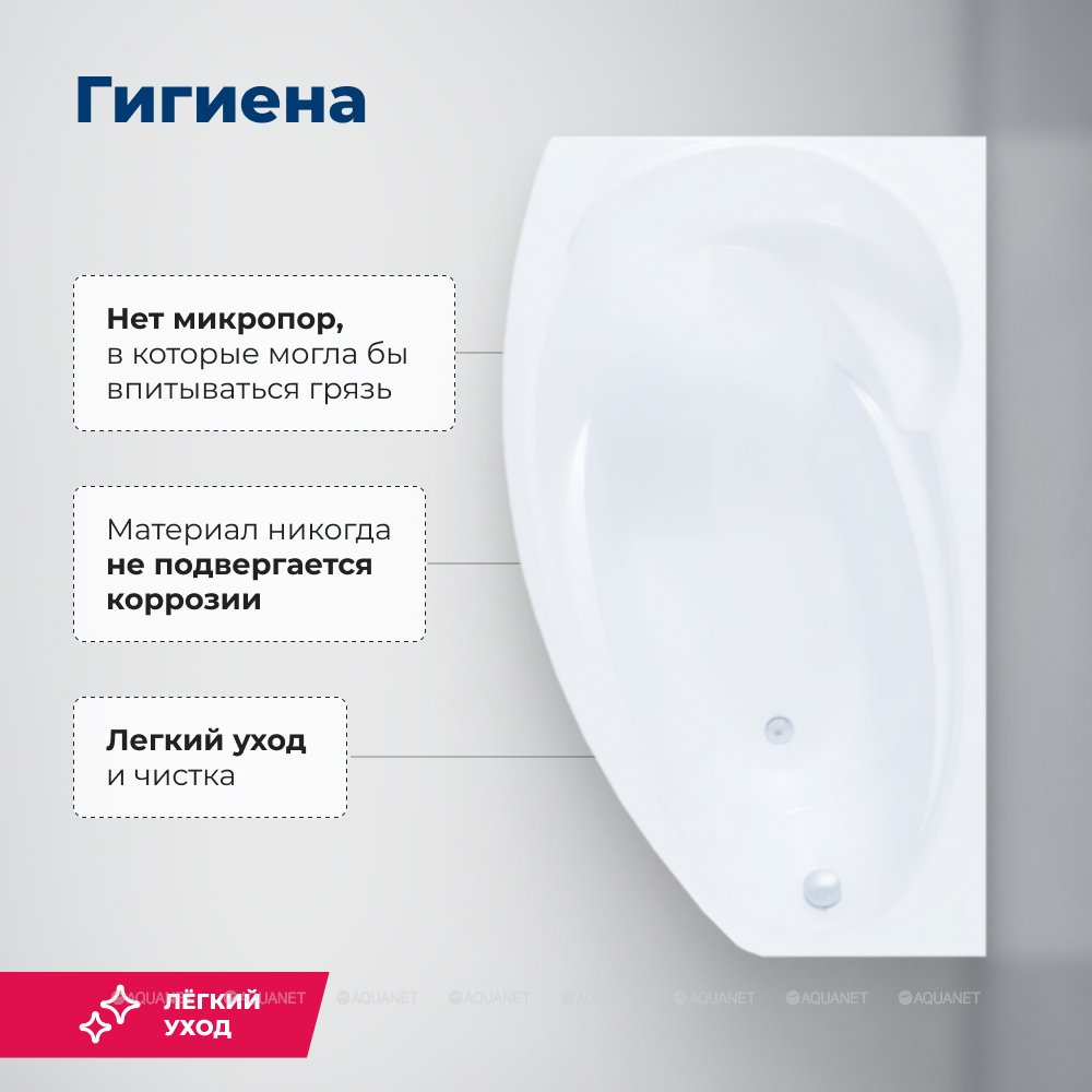 Акриловая ванна Aquanet (Акванет) Jersey 170x90 L с каркасом