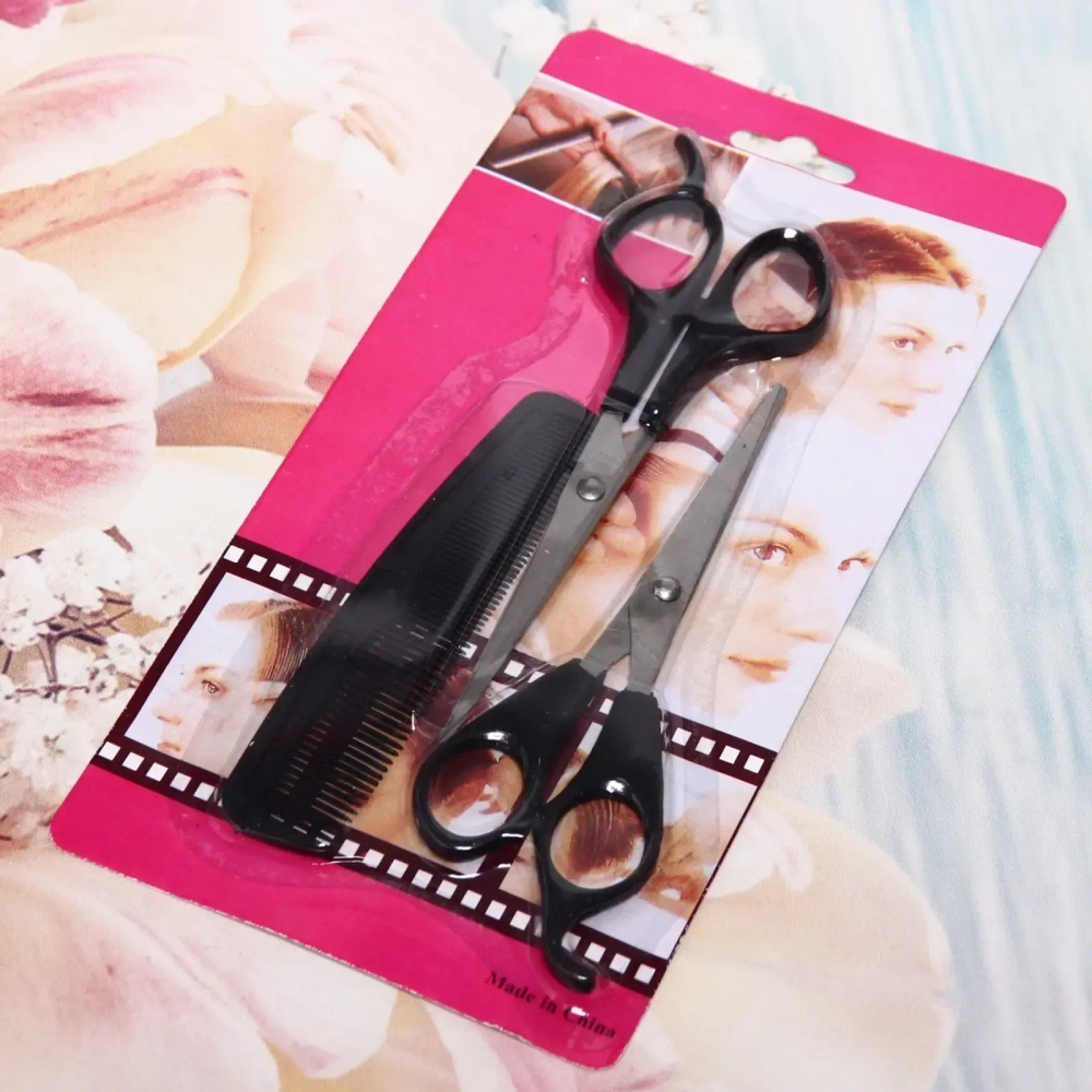 Ножницы для стрижки волос 2шт с расческой «Barber», прямые, 16,5см