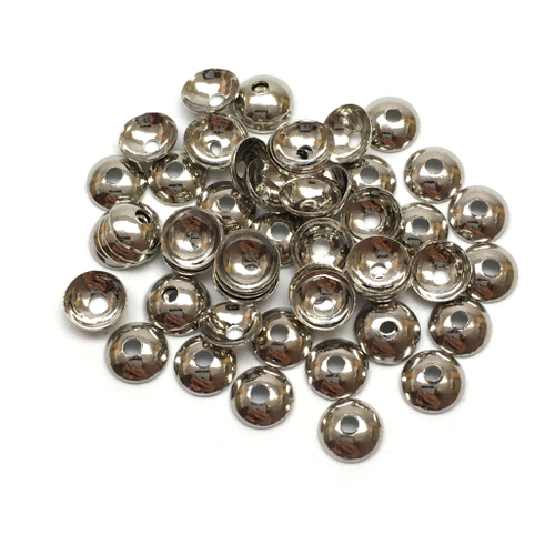 Шапочки для бусин гладкие 4х1 мм (10 шт), родий