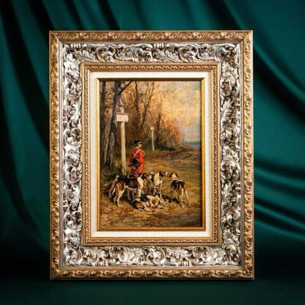 Винтаж: Антикварная картина «Английская охота»