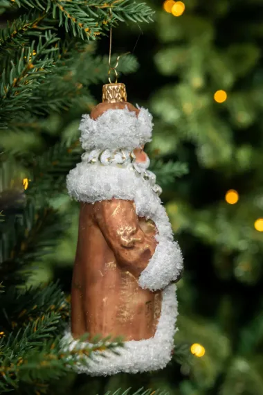 Елочное украшение Дед Мороз в дублёнке и красной рубашке, стекло, 16 см., 1 шт., Витус (59117)