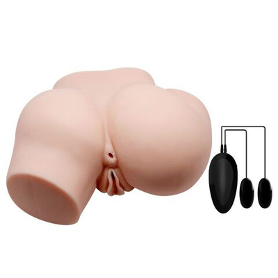 Телесный полуторс с двумя любовными тоннелями и вибрацией (Цвет: телесный)