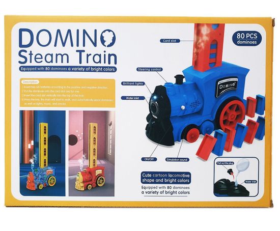 Развивающий Поезд DOMINO Steam Train 80 деталей ( со световым и звуковым эффектом )