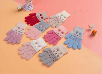 Перчатки для девочек с принтом 4-6 лет, в ассорт. Арт. 965431, 1 шт.