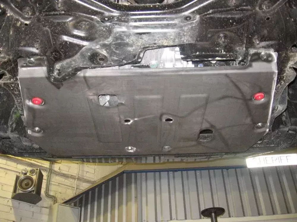 Защита картера двигателя, КПП (2 мм, сталь) для Haval F7 2019-2024 (V = 1.5; 2.0 AMT 2WD/4WD) Sheriff.28.4402