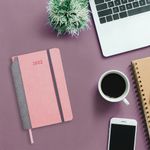 Ежедневник датированный 2022 А5 138x213 мм BRAUBERG "Mosaic", под кожу, карман для ручки, розовый, 112801