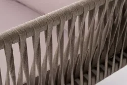 "Касабланка" правый модуль плетеный из роупа, каркас алюминий светло-серый (RAL7035) муар, роуп серо-коричневый 23мм, ткань бежевая 052